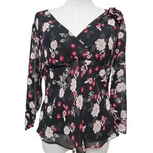 Loft Womens Vtg Y2K Whimsigoth Fairy Babyboll Sheer Chiffon Flutter Sleeve Top 4